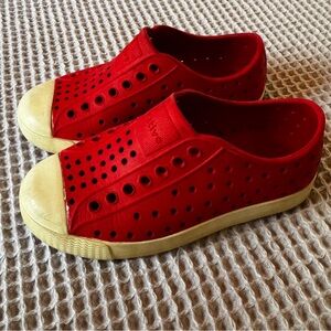 Native Kids Red and Cream Slip-On Shoes
